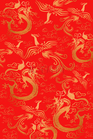 中式婚礼背景图片_中国风红色龙凤呈祥背景