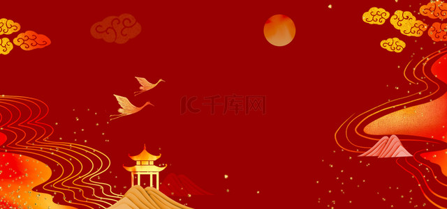 中式喜庆背景图背景图片_红色中国风红色古风