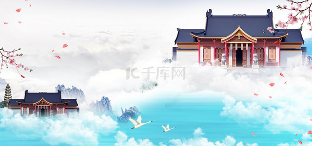 广告海报背景图片_大气中国风房地产背景
