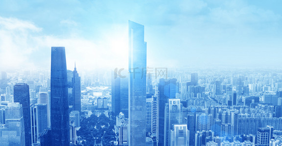 商务城市合成背景背景图片_商务城市建筑简约合成背景