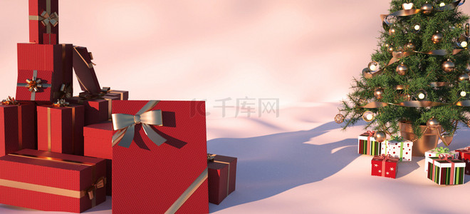电商礼盒海报背景图片_C4D圣诞节柔和电商背景