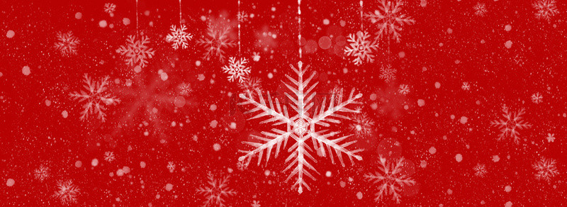 狂欢圣诞节背景图片_简约雪花冰晶红色背景