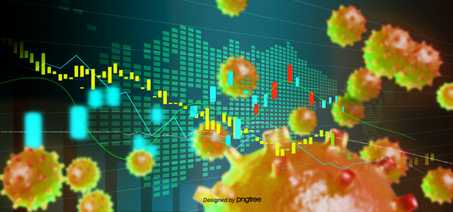 2019背景图片_橘黄色立体质感建模病毒股市下跌背景