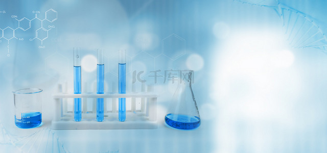 化学生物背景图片_蓝色医疗研究工业宣传banner背景