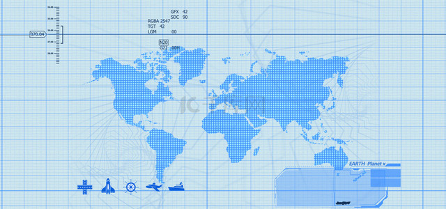 简约蓝色世界地图背景