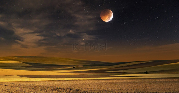 简约星空夜晚田间背景