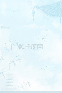 竹子背景图片_蓝色中国风水墨