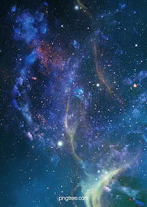宇宙背景图片_蓝色系手绘创意质感魔幻星空背景