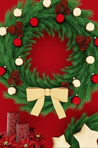 圣诞海报背景图片_C4D圣诞节花圈海报背景