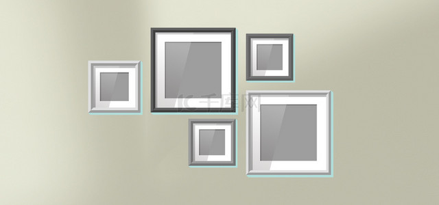 照片背景图片_灰色墙纸多正方形相框群组