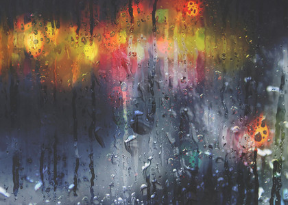 雨夜窗外玻璃背景