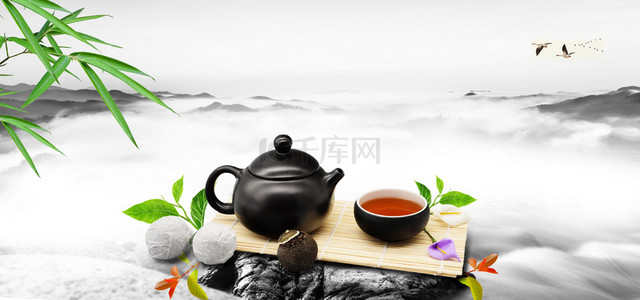 中国风养生茶叶背景