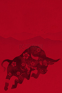 简约新年春节中国风红色背景