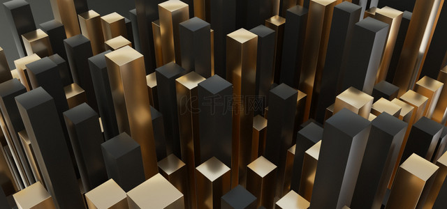 C4D黑金立方背景