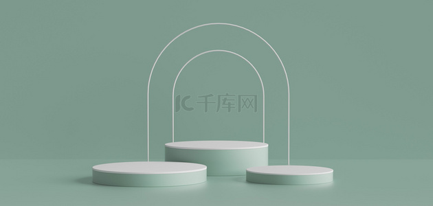 日小清新背景图片_C4D简约绿色小清新展台