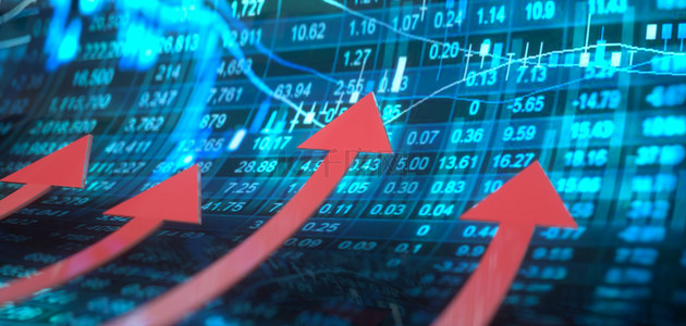 财经金融背景图片_C4D金融基金科技蓝色数据箭头背景