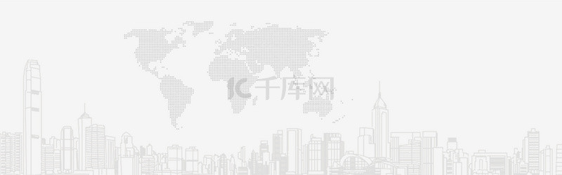 科技白灰背景图片_商务地球图案建筑白灰科技banner