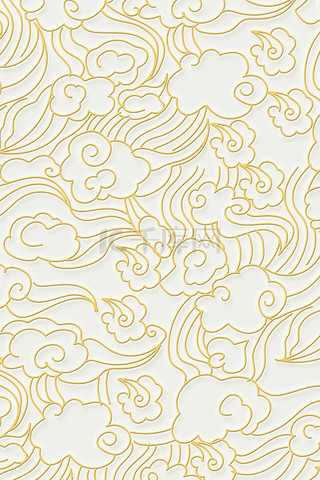 新年海报背景图片_中国风海浪波浪质祥云感底纹中式背景海报