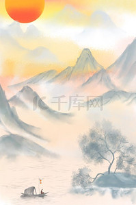 中国风背景图片_水墨风格山水背景图