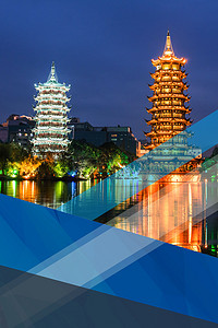 桂林旅游背景图片_国庆节桂林日月塔旅游高清背景