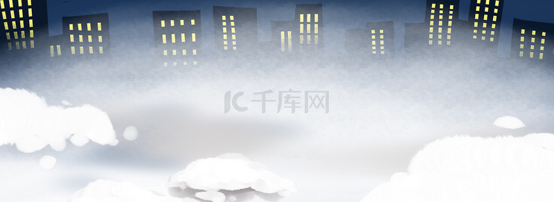 唯美梦幻雪地冬天冬季下雪大楼背景图