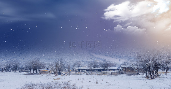 唯美雪景创意合成背景