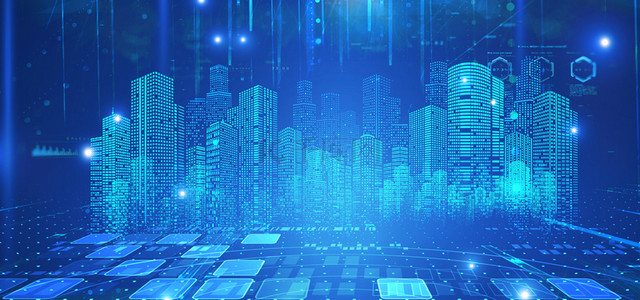 城市科技感线条背景图片_蓝色科技城市banner宣传背景