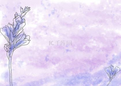 优雅渐变水彩紫色花卉婚礼背景