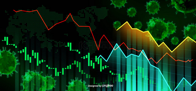 2019背景图片_3d绿色发光立体建模股市下跌背景
