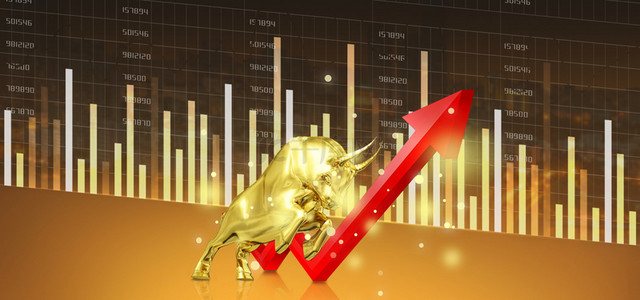 箭头柱状图背景图片_金色牛市股票数据背景