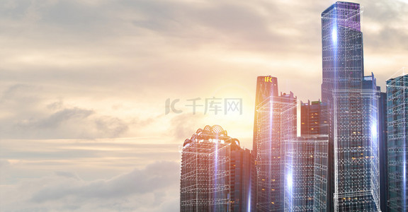 城市商业背景背景图片_科技城市电子商务背景