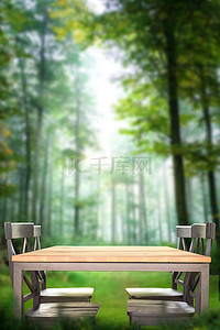卫背景背景图片_简约清新绿色餐桌主图背景