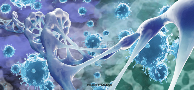 3d蓝色基因dna病毒背景