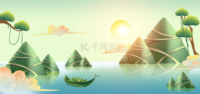 端午节粽子山中式国潮山水