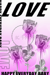七夕情人节设计背景图片_七夕情人节酸性金属粉色酸性美学玫瑰