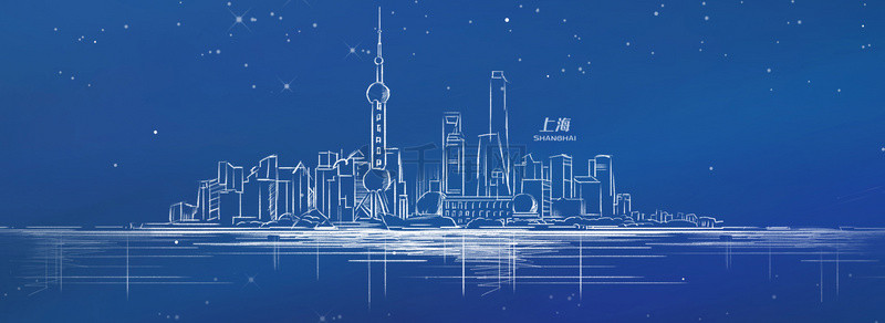 城市线条背景图片_简约地标上海城市背景