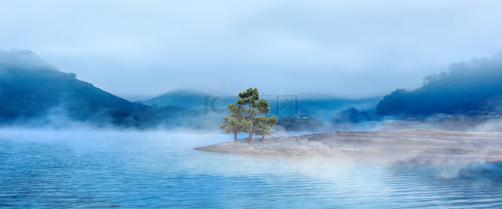 国庆中国风背景图片_简约中式梦幻山水背景