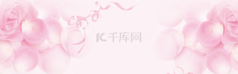 浪漫玫瑰花瓣粉色清新banner