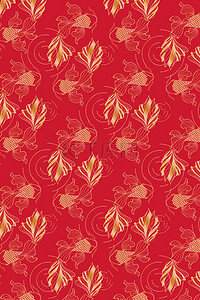 中式装饰花纹背景图片_红色烫金双鱼戏水中国风底纹
