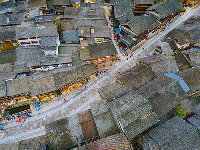 城市中午贵州肇兴侗寨风光航拍景区无人机摄影图配图