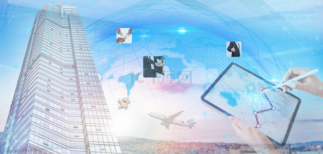 商务合作互联网科技城市建筑蓝色背景