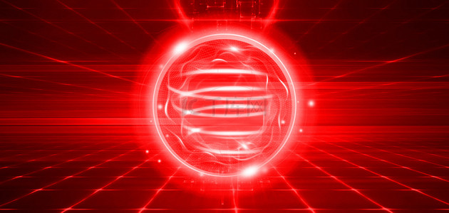 科技光圈红色简约科技主题海报