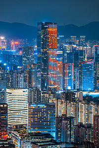 智慧城市微软风摄影照片_城市夜晚深圳夜景摄影图配图