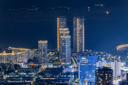 深圳夜景夜晚城市夜景深圳夜景摄影图配图