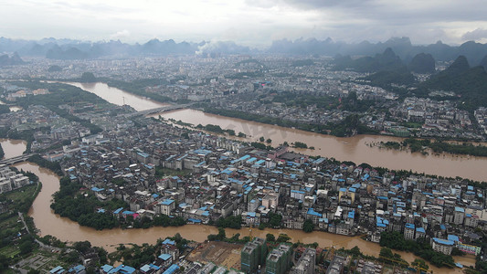 洪灾摄影照片_城市洪峰过境自然灾害