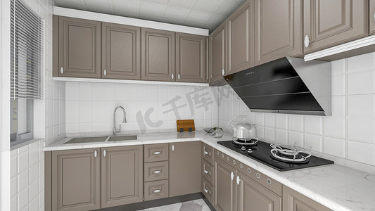 电器618摄影照片_厨房电器橱柜台面设计摄影图配图