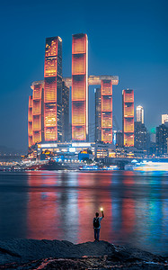 夜景夜晚长江来福士摄影摄影图配图