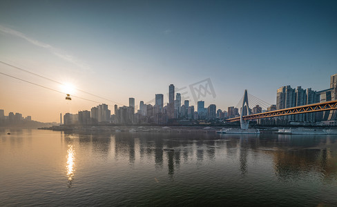 重庆南滨路夕阳城市室外摄影摄影图配图