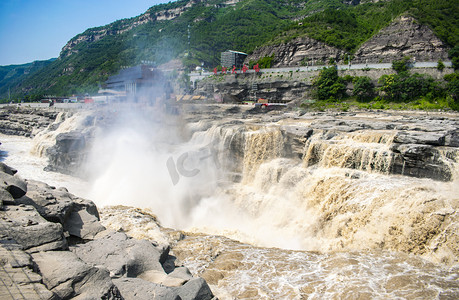 壶口瀑布中午河流山河动态摄影图配图