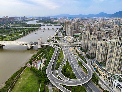 福建城市摄影照片_福建泉州城市交通航拍摄影图配图